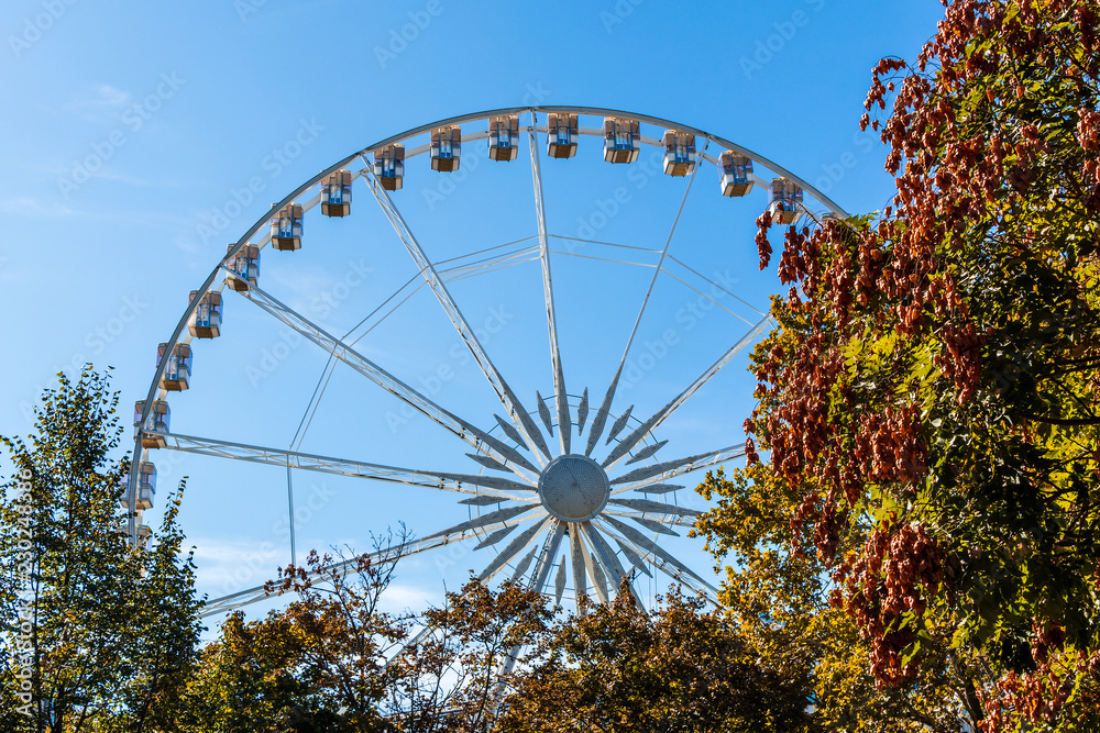 view of the ferris wheel in budapest, hungary
