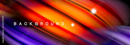 Mixing color waves on black, liquid flowing shapes