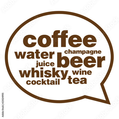 Beverage menu inside text bubble