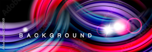 Mixing color waves on black, liquid flowing shapes