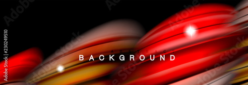 Mixing color waves on black, liquid flowing shapes