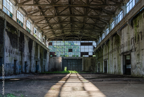 Abandoned industrial hall in the morning sunshine © Menta