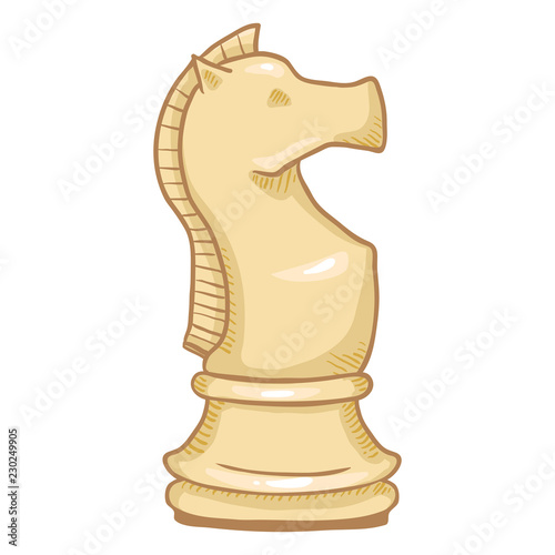 Vector Single Cartoon Illustration - White Knight Chess Figure.