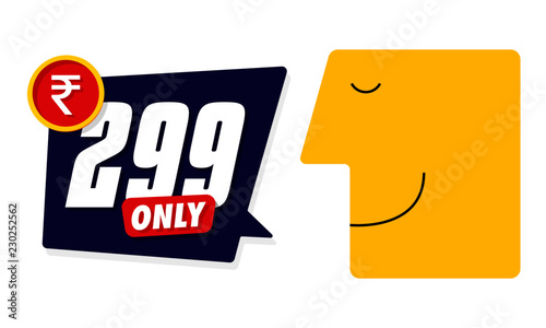 Only for 299. Vector illustration badges of under rupees 299 price tag. Round flat design labels, Business shopping concept. 