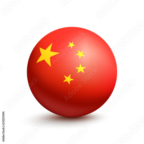 Flag of China in the form of a ball. Vector illustration