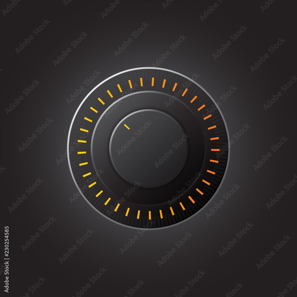 Manual control knob plastic, volume settings, sound control. Vector illustration. Manual control knob plastic, volume settings, sound control. Vector illustration.