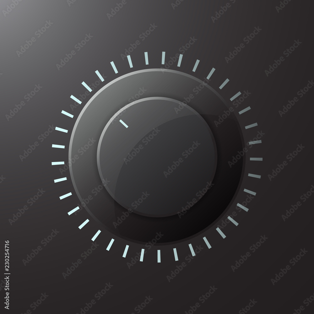 Manual control knob plastic, volume settings, sound control. Vector illustration. Manual control knob plastic, volume settings, sound control. Vector illustration.