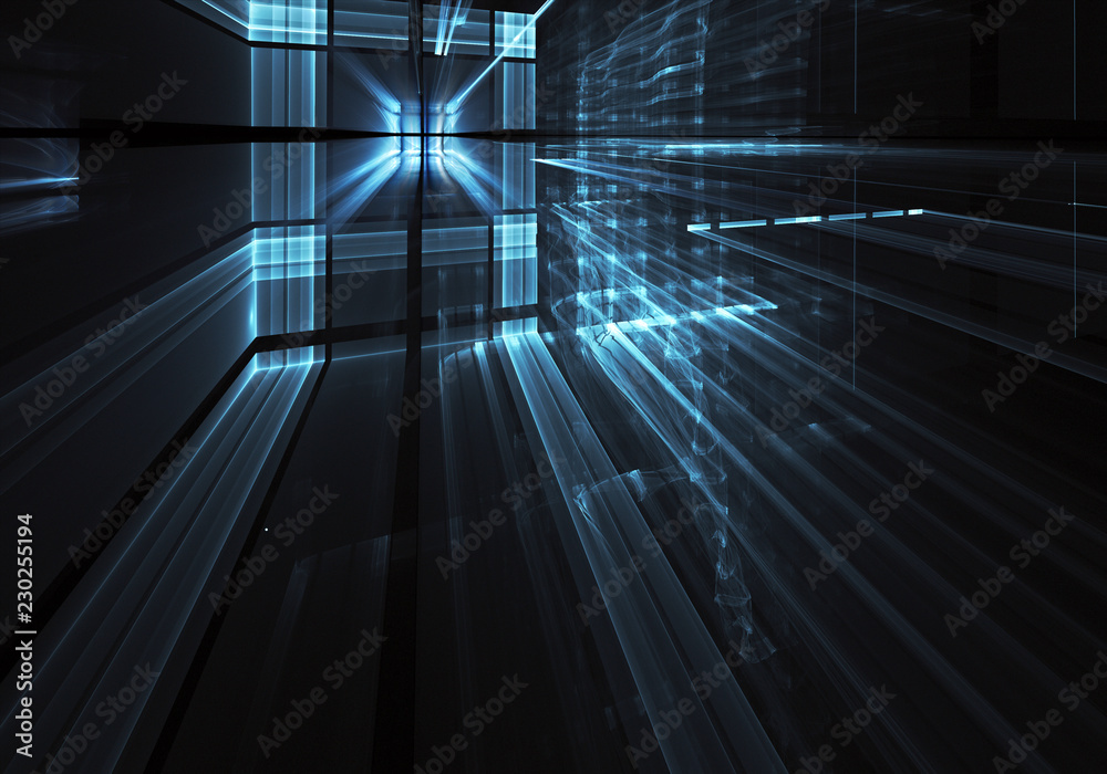 Obraz premium Abstract 3D fractal background, texture. Virtual Neon City