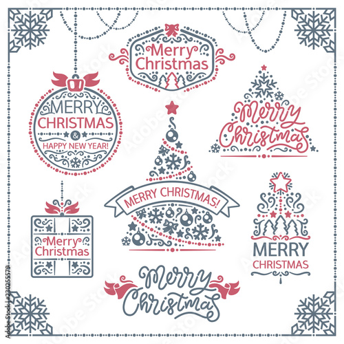 Merry Christmas Design Labels Set