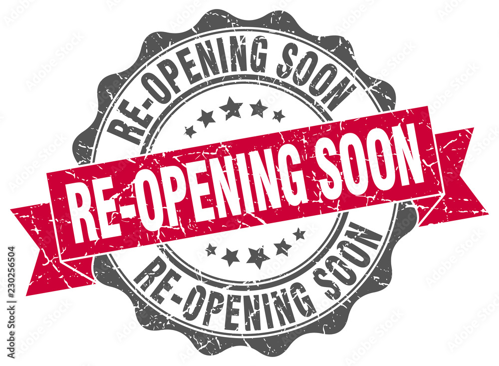 Fototapeta premium re-opening soon stamp. sign. seal