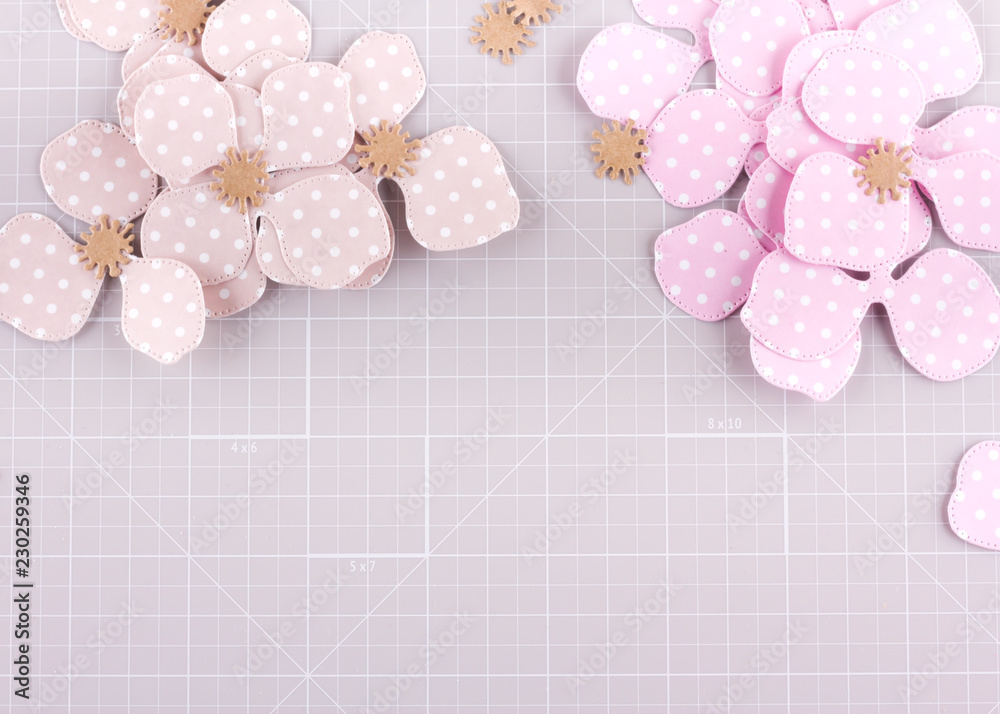 Making diy project. Paper decoration. Craft tools and supplies for scrapbooking. Season home flower decor. Making diy project. Paper decoration. Craft tools and supplies for scrapbooking. Season home flower decor.