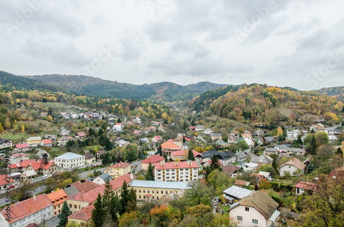 Urban landscape from the Slovakian mountains - autumn cityscape