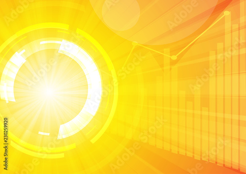 Vector : Business graph and abstract circle on yellow background