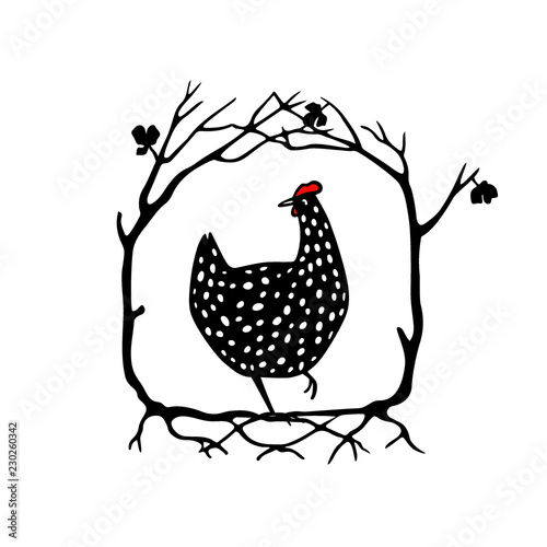 Hand drawn chicken emblem