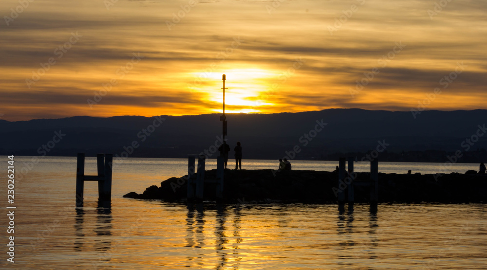 Genfer See Sonnenuntergang