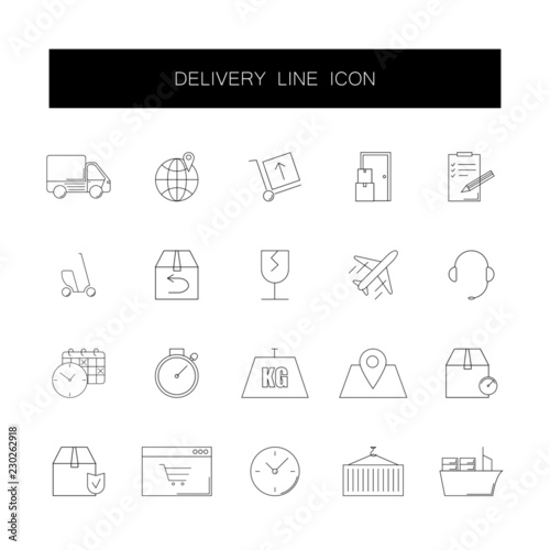 Line icons set. Delivery pack. Vector illustration