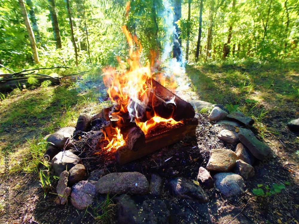 Hearth, fire in the garden among the trees Hearth, fire in the garden among the trees