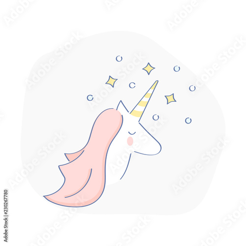 Unicorn, privately held startup company valued at over $1 billion concept, mythical animal representing the statistical rarity of successful ventures. Pink magic unicorn with flying stars