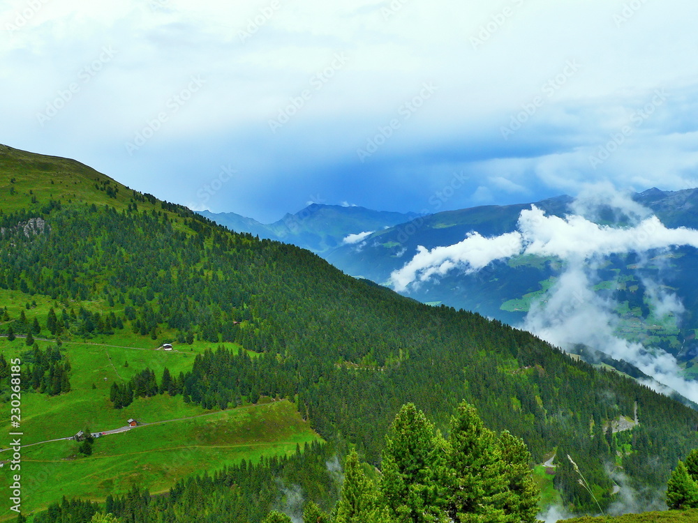 Austrian Alps-outlook on Alps from Zillertaler road