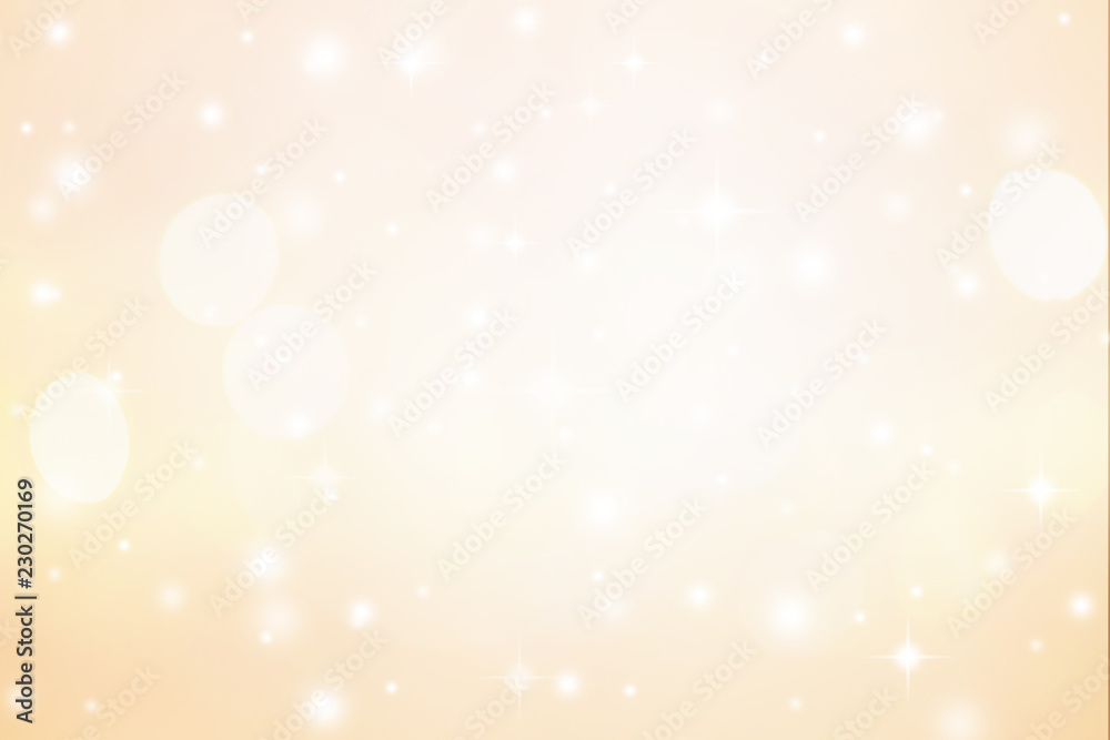 abstract blur glowing gold yellow color background with bokeh ,snow and shine star for merry christmas and happy new year	