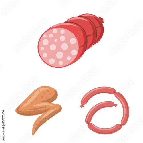 Isolated object of meat and ham logo. Set of meat and cooking stock symbol for web.