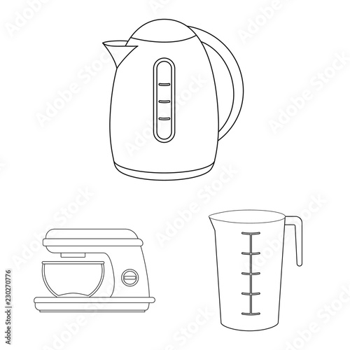 Isolated object of kitchen and cook sign. Set of kitchen and appliance vector icon for stock.