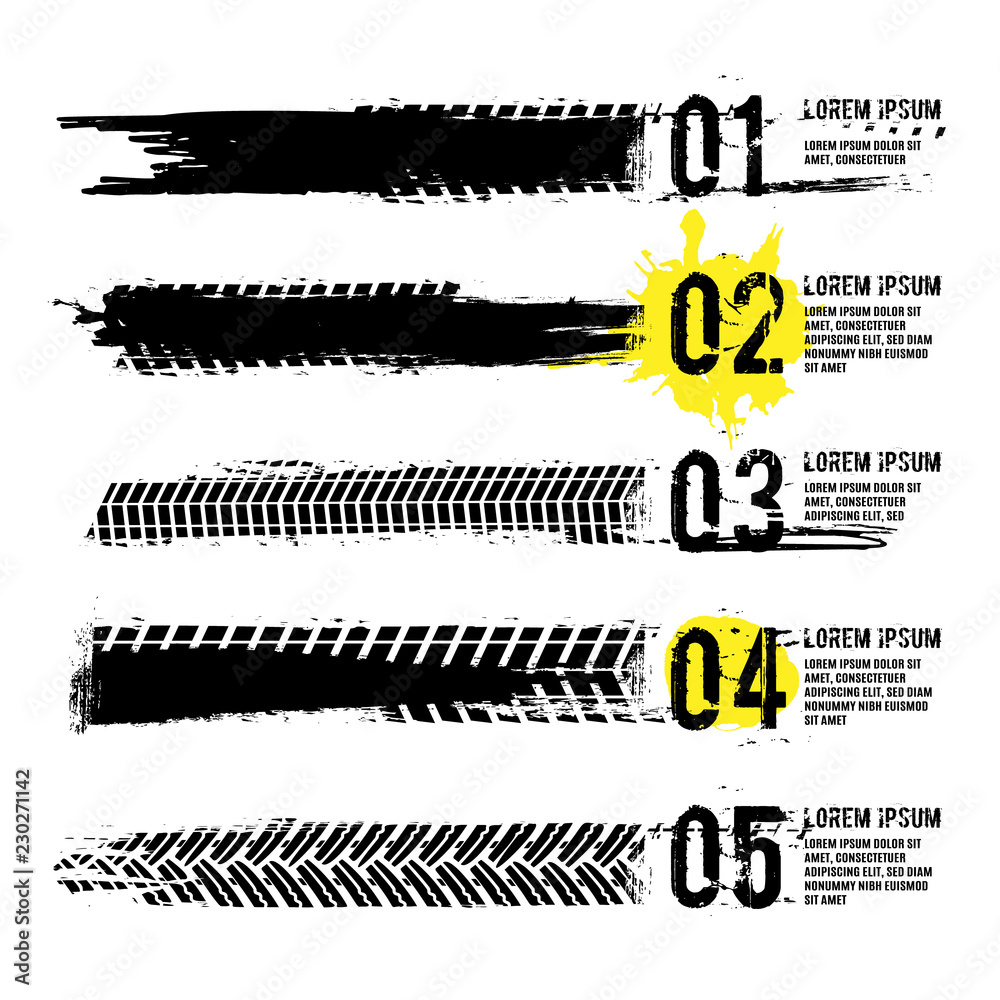 Obraz premium Tire tread marks infographic