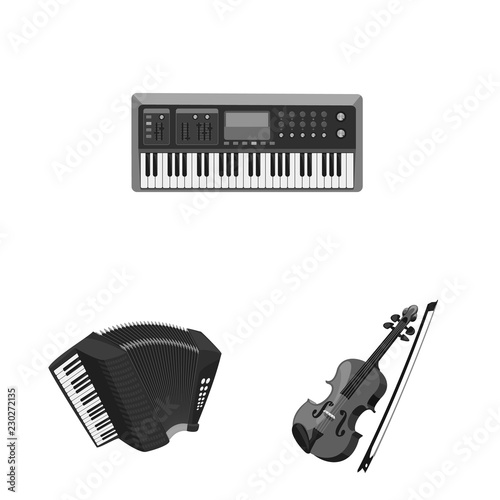 Vector illustration of music and tune sign. Collection of music and tool stock vector illustration.