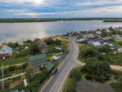 flying over the village