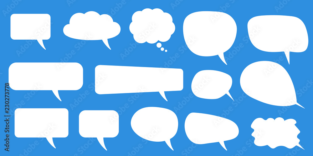 Set of speech bubbles. Blank empty vector white speech bubbles. Cartoon balloon word design. Set of speech bubbles. Blank empty vector white speech bubbles. Cartoon balloon word design.