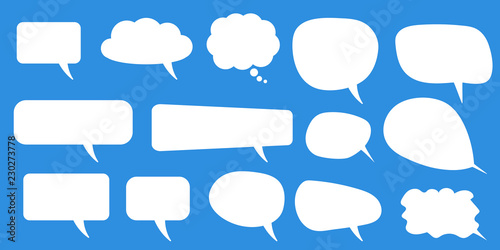 Set of speech bubbles. Blank empty vector white speech bubbles. Cartoon balloon word design.