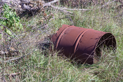 old barrel on grass