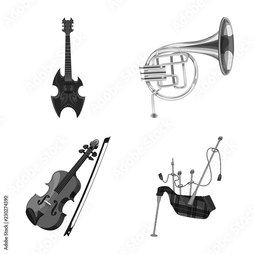 Isolated object of music and tune icon. Collection of music and tool stock vector illustration.