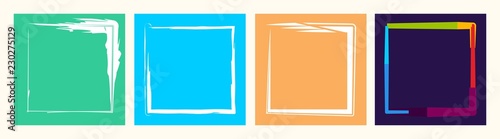 Creative vector illustration of elements drawn with watercolors. Background brush stroke box. Art paint design. Label stickers. Cap for handwritten words	