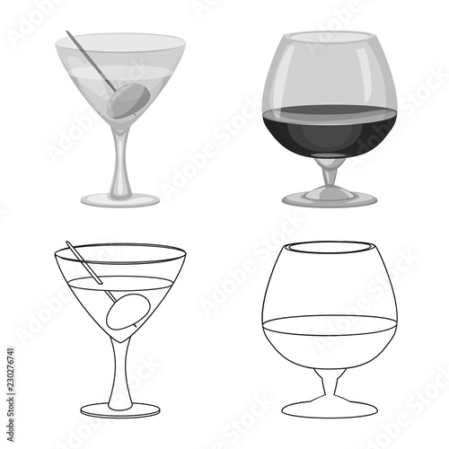 Vector design of drink and bar logo. Set of drink and party stock vector illustration.