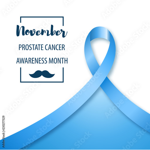 Prostate Cancer Awareness month background. Vector illustration of Blue ribbon , Prostate cancer awareness symbol.