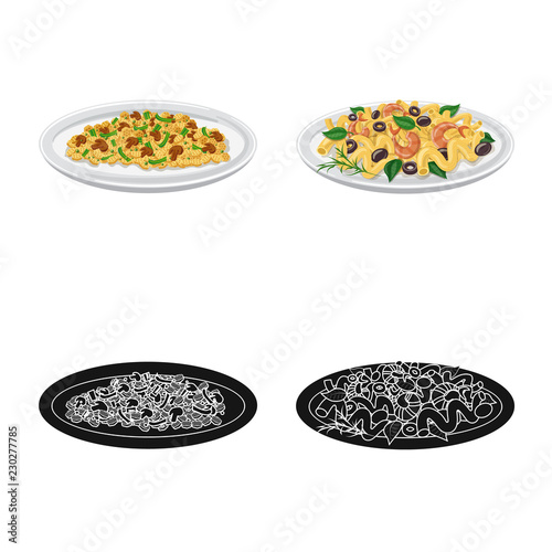 Vector design of pasta and carbohydrate symbol. Collection of pasta and macaroni vector icon for stock.
