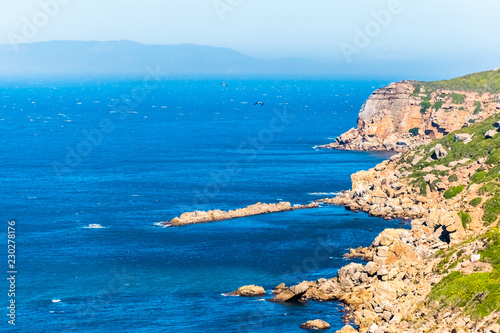 View from the Cap Spartel across the Strait of Gibraltar with Spain in distance in Morocco, Africa