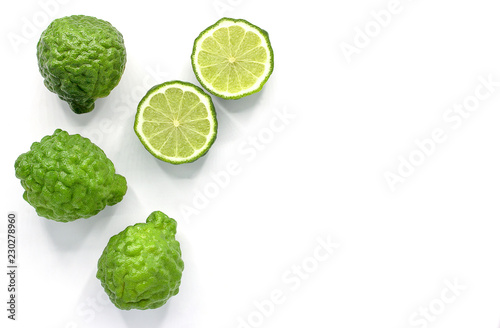 Fresh Bergamot fruit isolated on white background with copy space photo