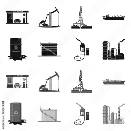 Vector design of oil and gas sign. Collection of oil and petrol vector icon for stock.