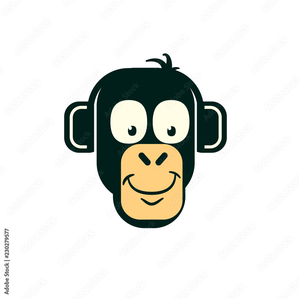 Obraz premium Monkey head with ears or headphones. 