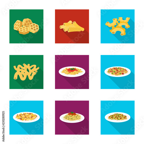 Isolated object of pasta and carbohydrate logo. Collection of pasta and macaroni stock vector illustration.