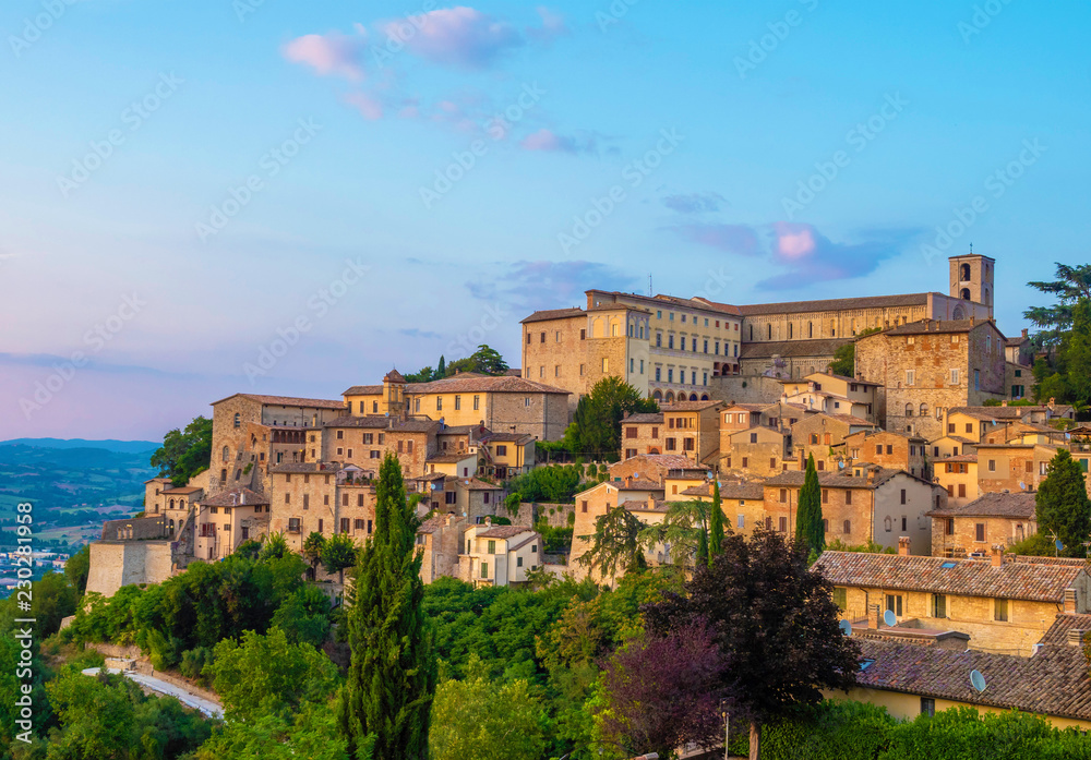 Todi (Umbria, Italy) - The suggestive medieval town of Umbria region, in a summer evening. Here a view of historic center.