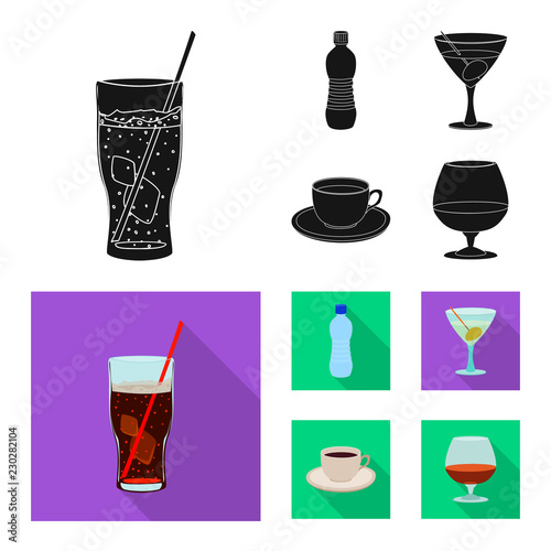 Vector illustration of drink and bar symbol. Set of drink and party stock vector illustration.