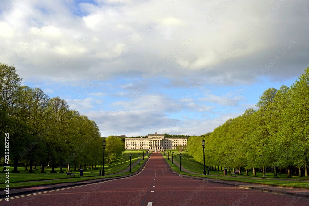 Beautiful driveway leading to Stormont Parliament Building in Northern Ireland