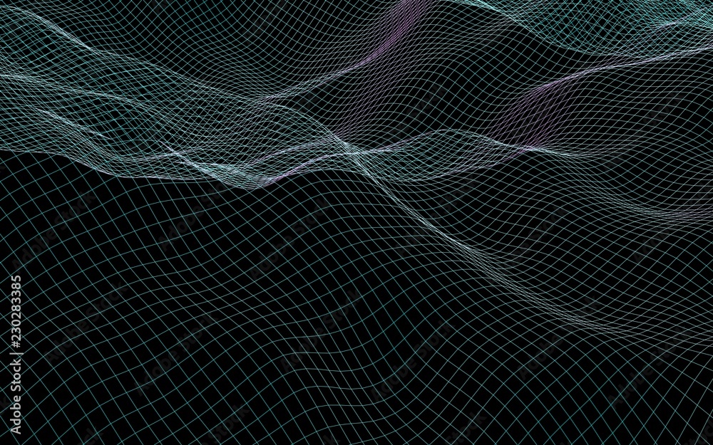 Abstract landscape background. Cyberspace grid. Hi-tech network. 3D illustration Abstract landscape background. Cyberspace grid. Hi-tech network. 3D illustration