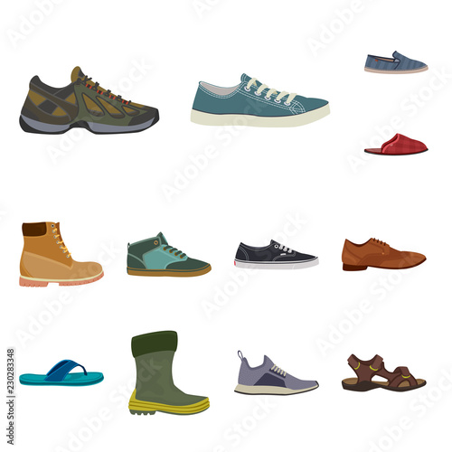 Isolated object of shoe and footwear icon. Set of shoe and foot vector icon for stock.