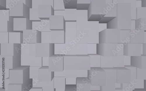 Abstract gray elegant cube geometric background. Chaotically advanced rectangular bars. 3D Rendering, 3D illustration © Plastic man