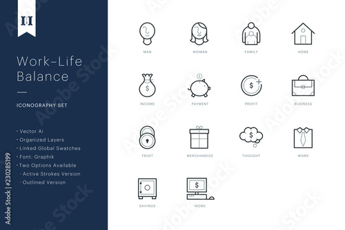 Work–Life Balance Iconography Set photo