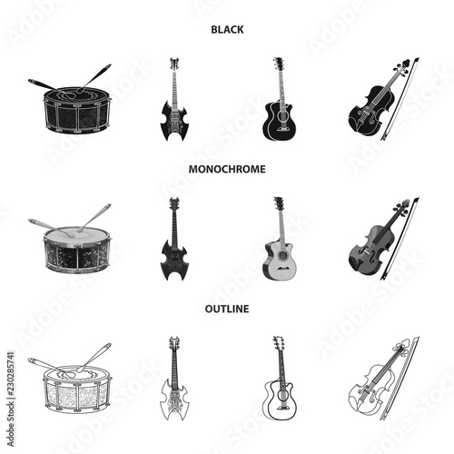 Vector design of music and tune icon. Set of music and tool vector icon for stock.